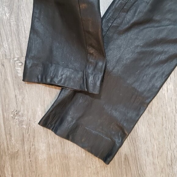Vintage Danier Genuine Leather Jeans Black Sz 2 - Picture 6 of 8